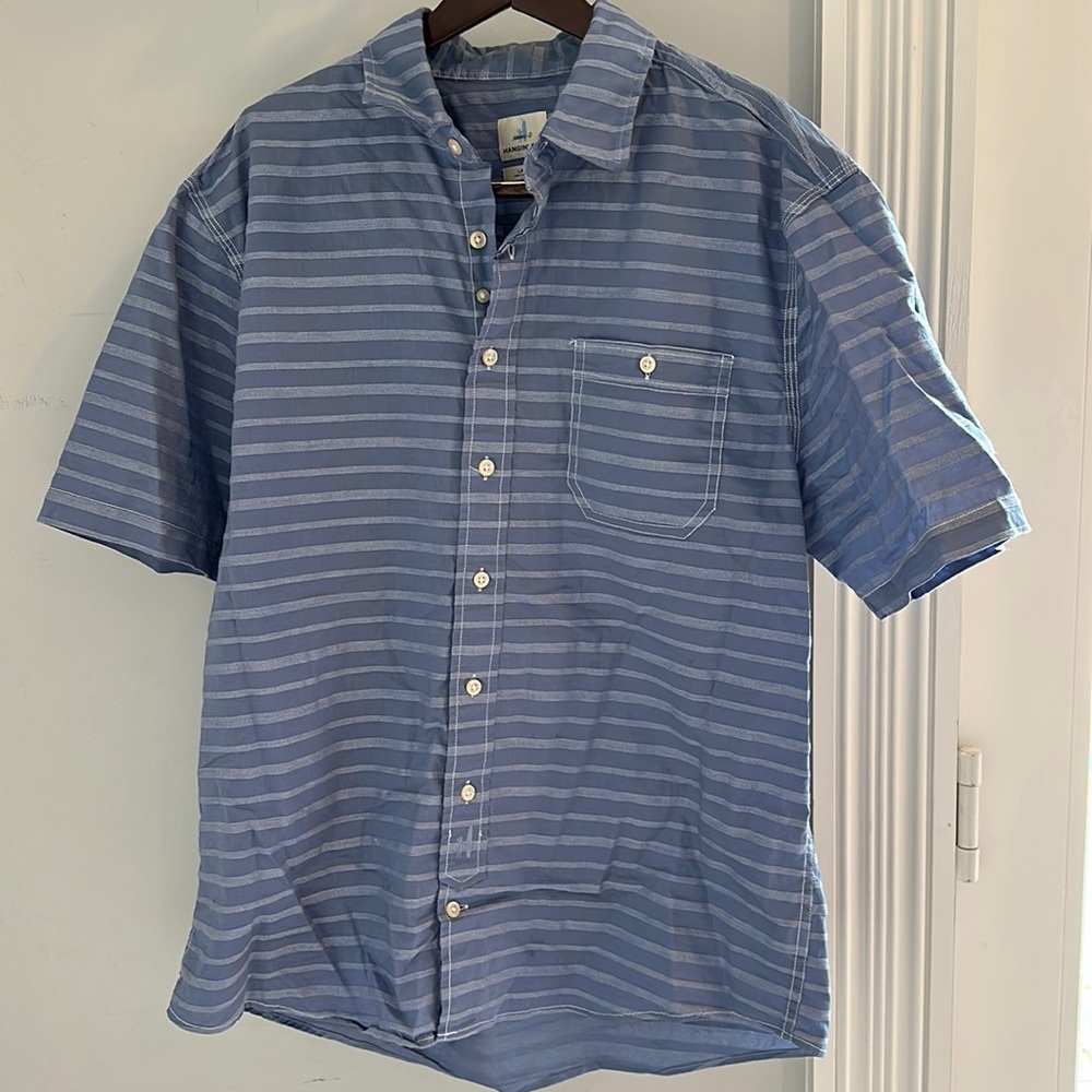 Johnnie-O Blue stripe Hangin’ Out style. Size L